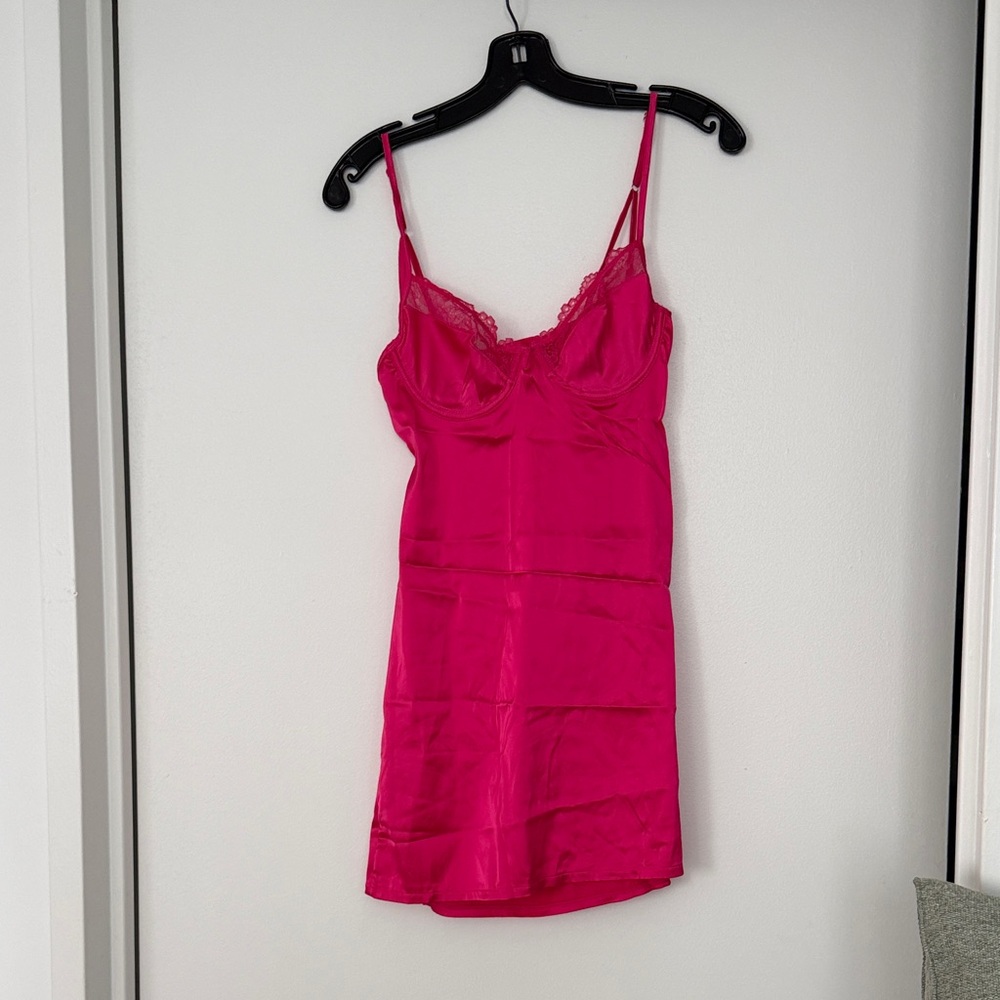 Elegant Pink Satin Slip Dress nightgown